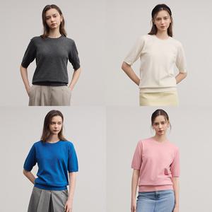 [하프클럽] 여성라운드넥울반팔니트4종세트