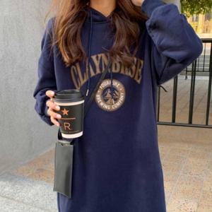 외출 주말 기모 루즈핏 후드 중년 면원피스 보세 이쁜 여자 겨울 나들이 룩 원피스 롱