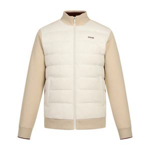 [핑골프] 남성 니트 배색 방풍 구스 다운 점퍼 111E4JP283