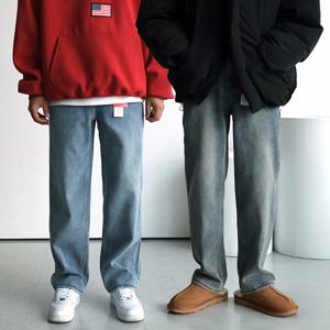 겨울 융털기모 남성 두꺼운청바지 일자통 따뜻한 데님