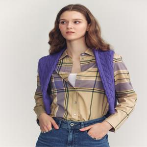 헤지스 여성 [[24FW]] WSSH4DC81I2 [스테디셀러][면100%] 베이지 체크 긴소매 셔츠