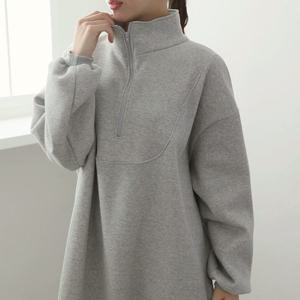 [하프클럽] 따뜻한 맥시 롱 반집업 원피스 기모 폴라 맨투맨 겨울 트임 빅사이즈