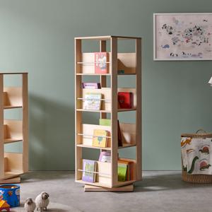 VONI 자작원목 전면 회전책장 4단 착불