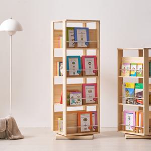 VONI 편백나무 전면 회전책장 4단 착불