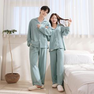 [브리치]  / 어센틱블루 빅사이즈 피치기모 수면 커플 겨울 잠옷