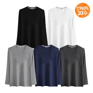 제네브 국내생산 남여공용 S~3XL 면20수 긴팔브이넥 / 5color