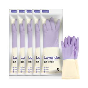 명진 라벤더 투톤 고무장갑 소(S) x 5개 / 식품용