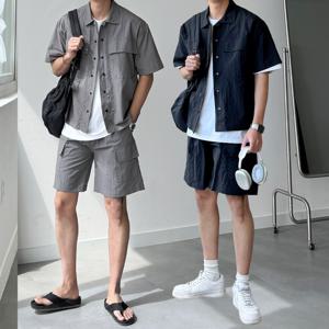 [브리치] 클라쓰업 / 패밀리 포켓셔츠&카고 반바지 썸머 쿨링 셋업 세트