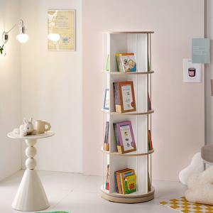 VONI 자작엣지 원형 회전책장 4단 착불