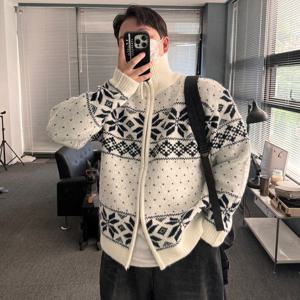 [브리치] 유인맨즈 / 남자니트집업 두꺼운니트 노르딕니