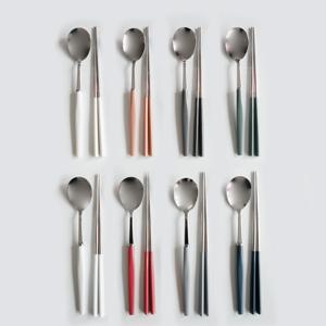 [국내생산]  깔끔한 스텐 컬러 4인 수저세트