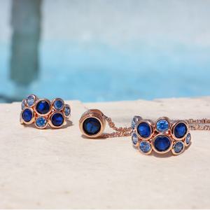 14K G.F 레이티 사파이어 귀걸이/목걸이 SET SET0212