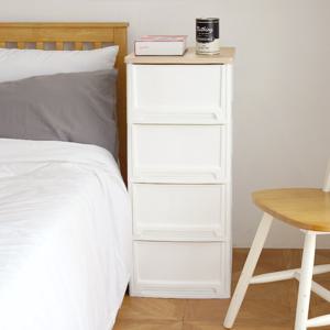 어반 우드상판 베이직 플라스틱 서랍장 4단 투명 수납장