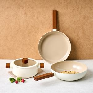 크림 다크우드 세라믹코팅 냄비프라이팬 3P세트