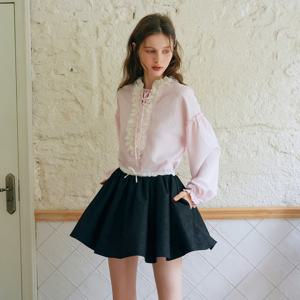 Cest_Lace banding polka dot skirt