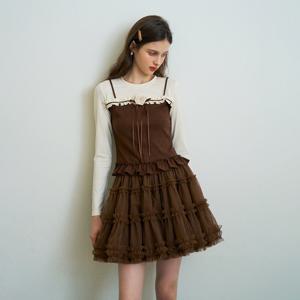 Cest_Autumn mesh ruffle skirt