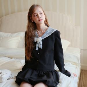 [12월26일 예약배송] Cest_Black lace sailor collar jacket