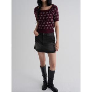 오픈워크 반소매 풀오버 - 와인 (355951LY2Z)