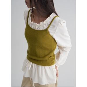 모헤어 슬리브리스  올리브 그린 (165951LYAJ)