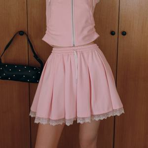 [12월4일 예약배송] Cest_Pink lace banding skirt