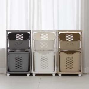 국산 엔드세이브 2단 트롤리 빨래바구니 세탁바구니 이동식 빨래통