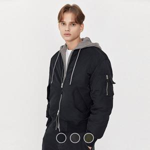 지오다노 남성 크롭 숏 오버핏 나일론 후드 패딩 바머 항공점퍼 075920