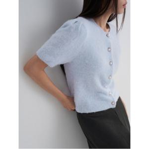 헤어리 반소매 카디건  스카이 블루 (325X5ALY2Q)
