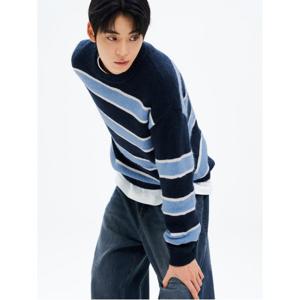 스트라이프 니트  네이비