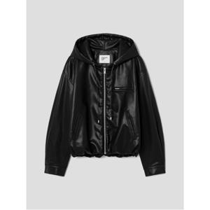 후드 레더 블루종 - 블랙 (125X3ZMQ15)