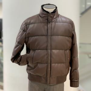 Y4UA-61 브라운 구스다운 천연밍크 인조가죽 숏패딩