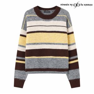 정상가:79,000원 ㅣ 스트라이프 배색 라운드 긴팔 니트 (NP4KT013L0)