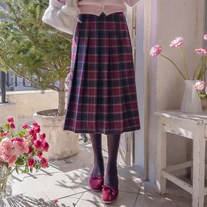 [LABEL] 멜로디안 부드런 기모체크 엣지주름 스커트