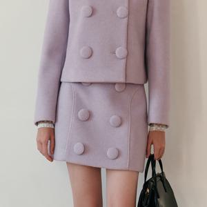 [12월26일 예약배송] Cest_Lavender button wool skirt
