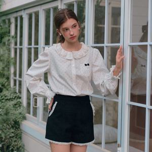 [12월26일 예약배송] Cest_Flower collar polka dot blouse