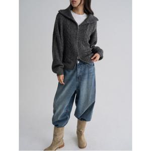케이블 집업 카디건  애쉬 (355Y5ALY24)