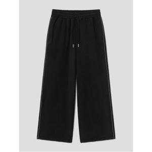 플리스 라이닝 와이드 팬츠  블랙 (355Y21LC15)