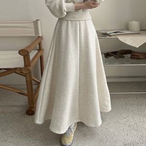 여성 기모 무지 플레어 롱 스커트 -FSK0032- 겨울