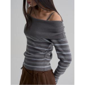 오프숄더 풀오버  다크 그레이 (125Y51MQ24)