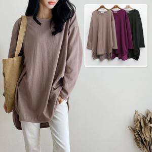 언발 박스 트임 롱티셔츠 20D907U 빅사이즈 여성의류