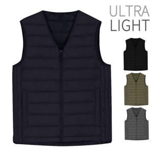 [하프클럽/디바옴므]브이넥 지퍼 경량 패딩 조끼