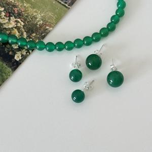 [브리치]  / 실버925 그린 마노 원석 은귀걸이