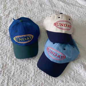 [브리치] 인해하우스 / 여성 빈티지 배색 레터링 워싱 캡모자