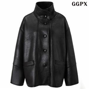 정상가:239000원ㅣ빈티지 레더 오버핏 하이넥 자켓 (GPDJK010D)