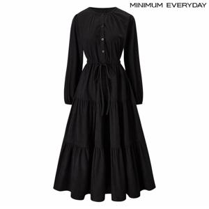 정상가:89,000원 ㅣ 에브리데이]셔링 캉캉 스트링 라운드 롱 원피스 (EB4OW009D)