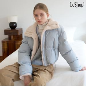 정상가:159,000원 ㅣ 하이넥 크롭 배색 패딩 점퍼 (DP4JJ013A)