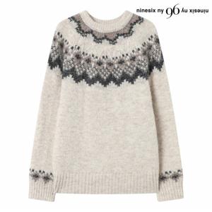 정상가:79,000원 ㅣ 지그재그 패턴 라운드넥 긴팔 니트 (NP4KT041L0)