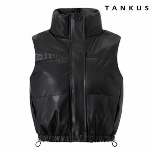 정상가:89,000원 ㅣ 레더 글로시 데일리 스트링 베스트 점퍼 (TX4JP027L0)