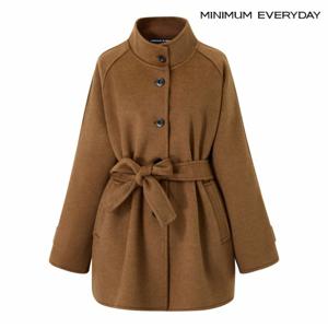 정상가:239,000원 ㅣ  에브리데이]하이넥 울 블렌드 끈 모던 하프 코트 (EB4JH014D)