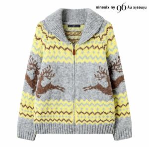 정상가:119,000원 ㅣ 노르딕 패턴 후드 카라 니트 집업 가디건 (NP4CK031L0)