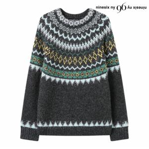 정상가:119,000원 ㅣ 노르딕 배색 라운드 긴팔 니트 (NP4KT065L0)